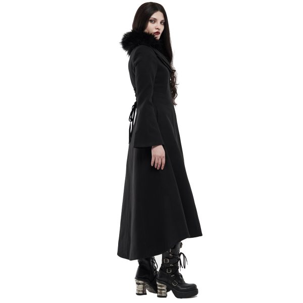 soldes officiel PUNK RAVE Long Manteau Brodé ‘Maelyss’ Noir 7