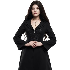 soldes officiel PUNK RAVE Long Manteau Brodé ‘Maelyss’ Noir 27