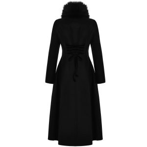 soldes officiel PUNK RAVE Long Manteau Brodé ‘Maelyss’ Noir 31