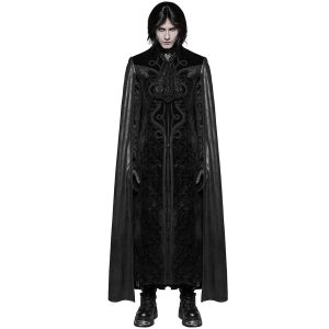 Les achats en ligne PUNK RAVE Long Manteau Cape Gothique ‘Vampyr’ Noir 23