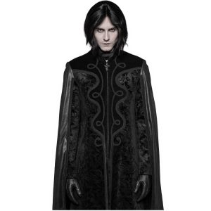 Les achats en ligne PUNK RAVE Long Manteau Cape Gothique ‘Vampyr’ Noir 25