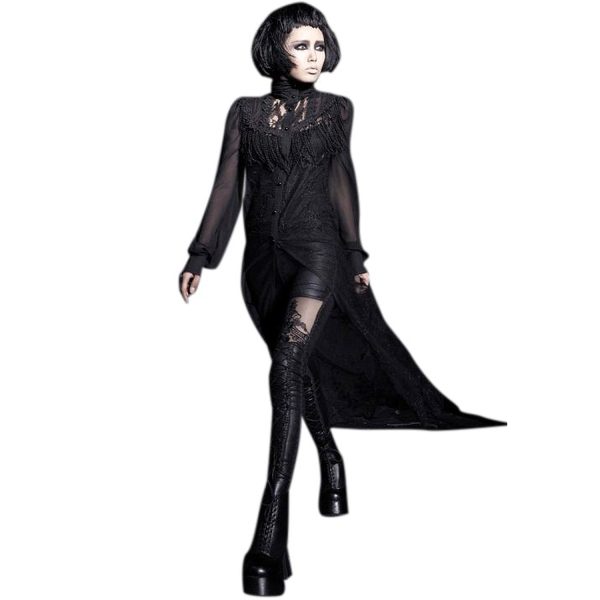 PUNK RAVE Long Top Transparent En Maille Et Mousseline ‘Mystic… soldes ligne 3