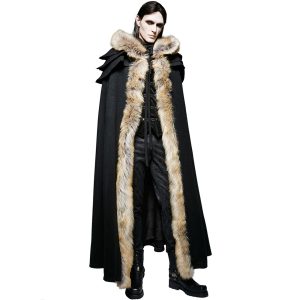 en promotion PUNK RAVE Longue Cape Homme ‘Black Foxa’ Noire 15