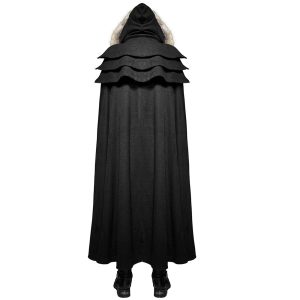 en promotion PUNK RAVE Longue Cape Homme ‘Black Foxa’ Noire 17