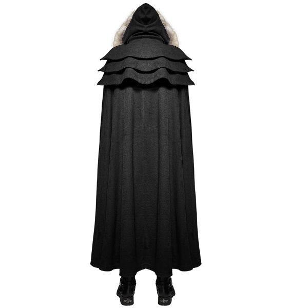 en promotion PUNK RAVE Longue Cape Homme ‘Black Foxa’ Noire 4