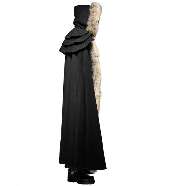 en promotion PUNK RAVE Longue Cape Homme ‘Black Foxa’ Noire 5