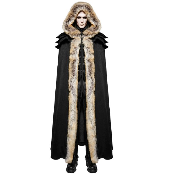 en promotion PUNK RAVE Longue Cape Homme ‘Black Foxa’ Noire 6