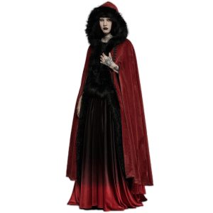 marque moins cher PUNK RAVE Longue Cape ‘Orphelia’ Rouge 18