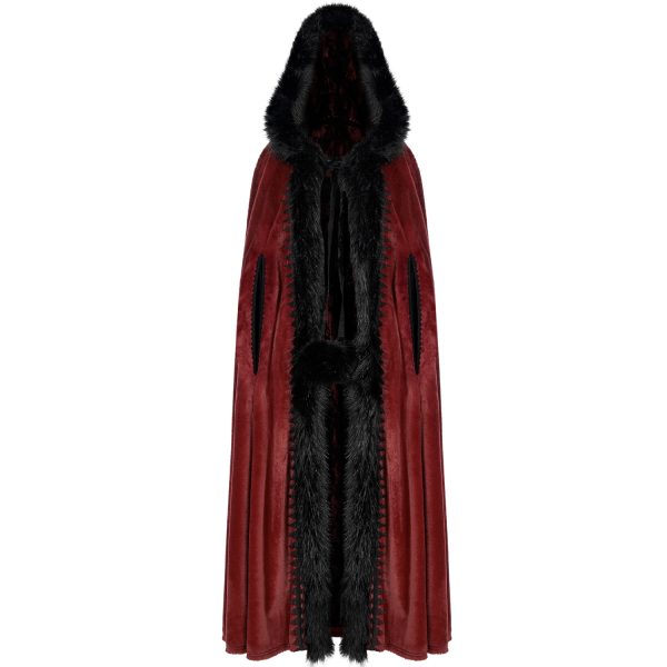 marque moins cher PUNK RAVE Longue Cape ‘Orphelia’ Rouge 7