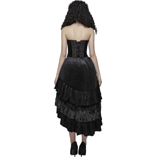 Nouvelle tendance PUNK RAVE Longue Jupe Victorienne ‘Maelyss’ Noire 4