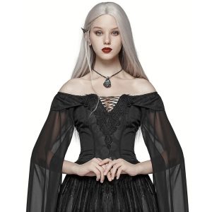 remise en ligne PUNK RAVE Longue Robe ‘Celestia’ Noire 22