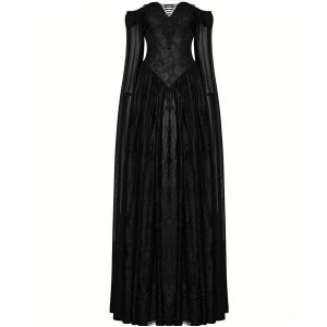 remise en ligne PUNK RAVE Longue Robe ‘Celestia’ Noire 24