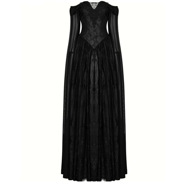 remise en ligne PUNK RAVE Longue Robe ‘Celestia’ Noire 7