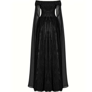 remise en ligne PUNK RAVE Longue Robe ‘Celestia’ Noire 26