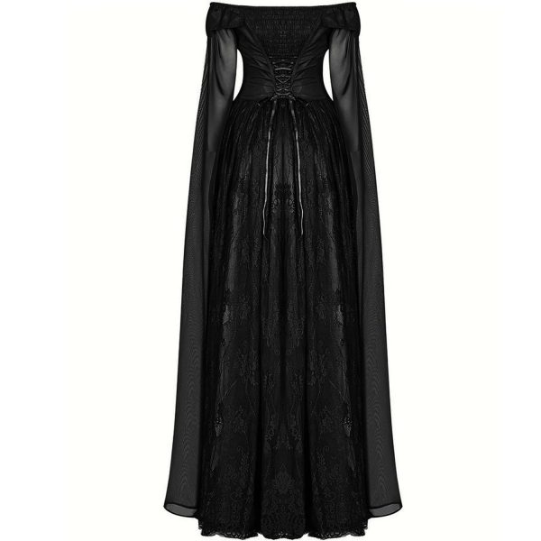 remise en ligne PUNK RAVE Longue Robe ‘Celestia’ Noire 8