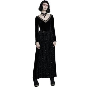 PUNK RAVE Longue Robe ‘Cyrielle’ En Velours Noir outlet 24