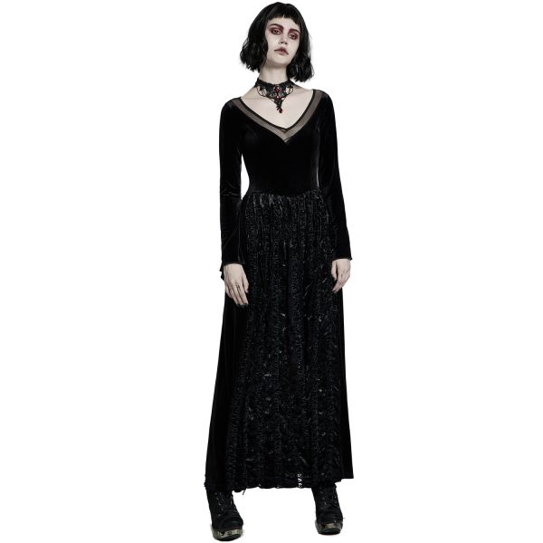 PUNK RAVE Longue Robe ‘Cyrielle’ En Velours Noir outlet 3