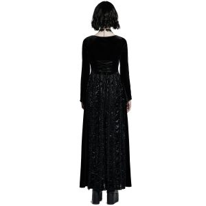 PUNK RAVE Longue Robe ‘Cyrielle’ En Velours Noir outlet 26