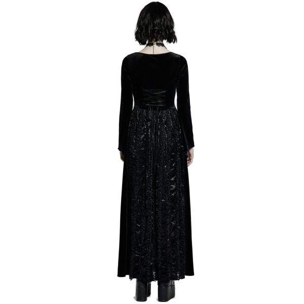 PUNK RAVE Longue Robe ‘Cyrielle’ En Velours Noir outlet 4