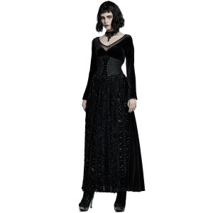 PUNK RAVE Longue Robe ‘Cyrielle’ En Velours Noir outlet 28