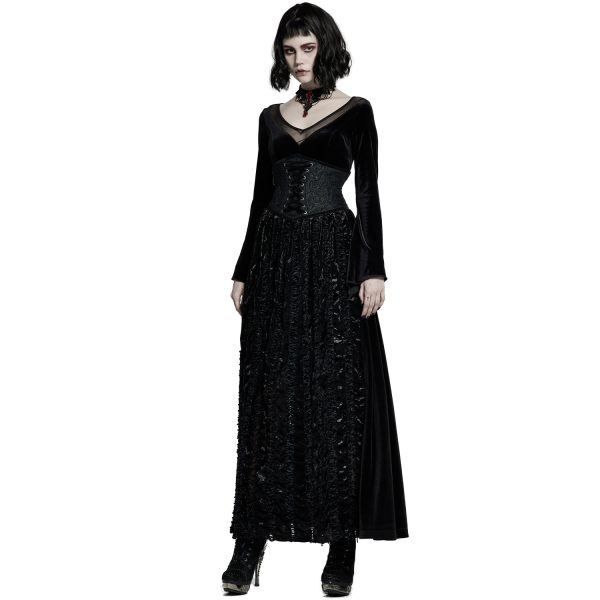 PUNK RAVE Longue Robe ‘Cyrielle’ En Velours Noir outlet 5