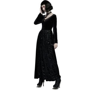 PUNK RAVE Longue Robe ‘Cyrielle’ En Velours Noir outlet 30