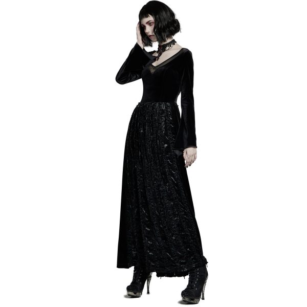 PUNK RAVE Longue Robe ‘Cyrielle’ En Velours Noir outlet 6