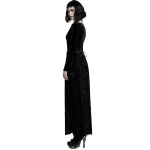 PUNK RAVE Longue Robe ‘Cyrielle’ En Velours Noir outlet 32