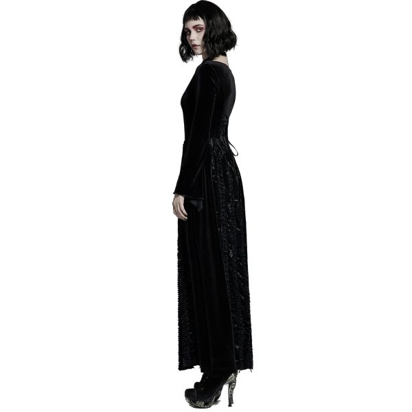 PUNK RAVE Longue Robe ‘Cyrielle’ En Velours Noir outlet 7