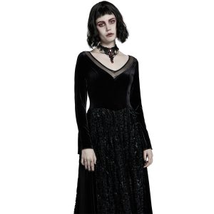 PUNK RAVE Longue Robe ‘Cyrielle’ En Velours Noir outlet 36