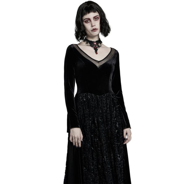 PUNK RAVE Longue Robe ‘Cyrielle’ En Velours Noir outlet 9