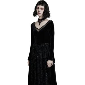 PUNK RAVE Longue Robe ‘Cyrielle’ En Velours Noir outlet 38