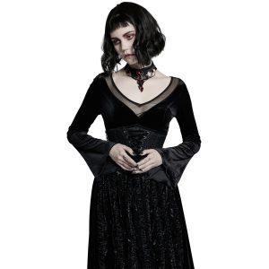 PUNK RAVE Longue Robe ‘Cyrielle’ En Velours Noir outlet 40