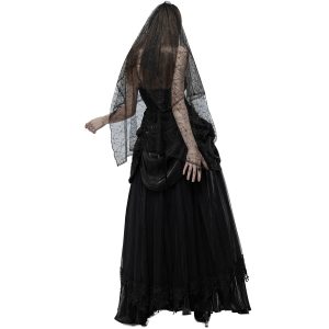 soldes pas cher PUNK RAVE Longue Robe ‘Druscillia’ Noire 32