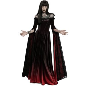 PUNK RAVE Longue Robe ‘Orphelia’ Noire Et Rouge soldes 16