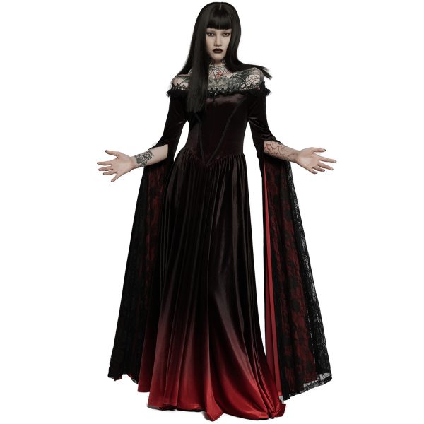 PUNK RAVE Longue Robe ‘Orphelia’ Noire Et Rouge soldes 3