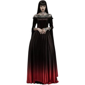 PUNK RAVE Longue Robe ‘Orphelia’ Noire Et Rouge soldes 22