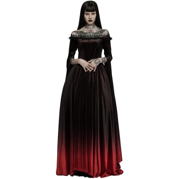 PUNK RAVE Longue Robe ‘Orphelia’ Noire Et Rouge soldes 6