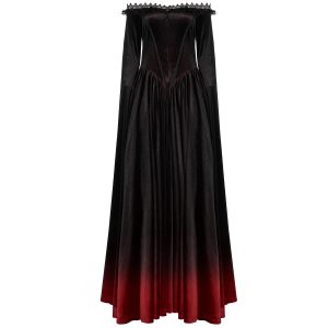 PUNK RAVE Longue Robe ‘Orphelia’ Noire Et Rouge soldes 26