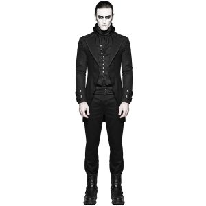 PUNK RAVE Longue Veste ‘Black Cardinal’ En Brocart Noir Acheter Maintenant 17