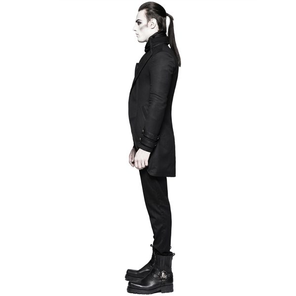 PUNK RAVE Longue Veste ‘Black Cardinal’ En Brocart Noir Acheter Maintenant 5