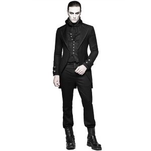 PUNK RAVE Longue Veste ‘Black Cardinal’ En Brocart Noir Acheter Maintenant 25