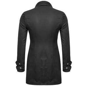 PUNK RAVE Longue Veste ‘Black Cardinal’ En Brocart Noir Acheter Maintenant 29