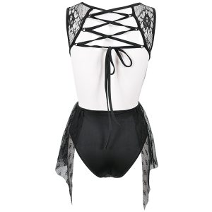 exclusivement disponibles DEVIL FASHION Maillot De Bain ‘Finely Gothic’ Noir 44