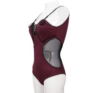 garantie de qualité DEVIL FASHION Maillot De Bain ‘Hand-Cranked’ Bordeaux Et Noir 45