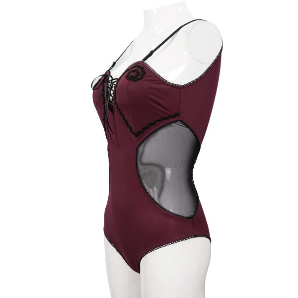 garantie de qualité DEVIL FASHION Maillot De Bain ‘Hand-Cranked’ Bordeaux Et Noir 15