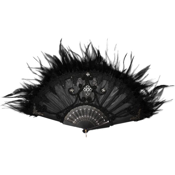 Dernières Nouveautés DEVIL FASHION Éventail ‘Drocku’ Noir Avec Plumes 1