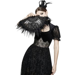 Dernières Nouveautés DEVIL FASHION Éventail ‘Drocku’ Noir Avec Plumes 25