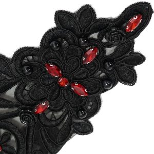 soldes de Noël DEVIL FASHION Manchettes Gothiques ‘Flower Shaped’ Noires 32