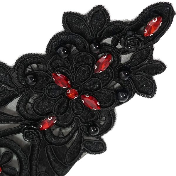 soldes de Noël DEVIL FASHION Manchettes Gothiques ‘Flower Shaped’ Noires 11